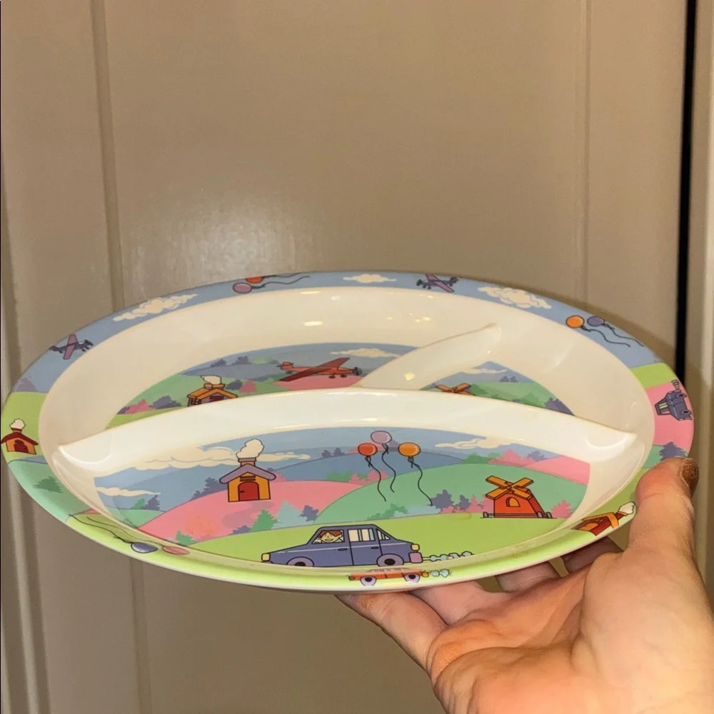 NEW VINTAGE I.B.S. Design HAPPY JUNIOR MELAMINE BABY TODDLER PLATE Kids Divided